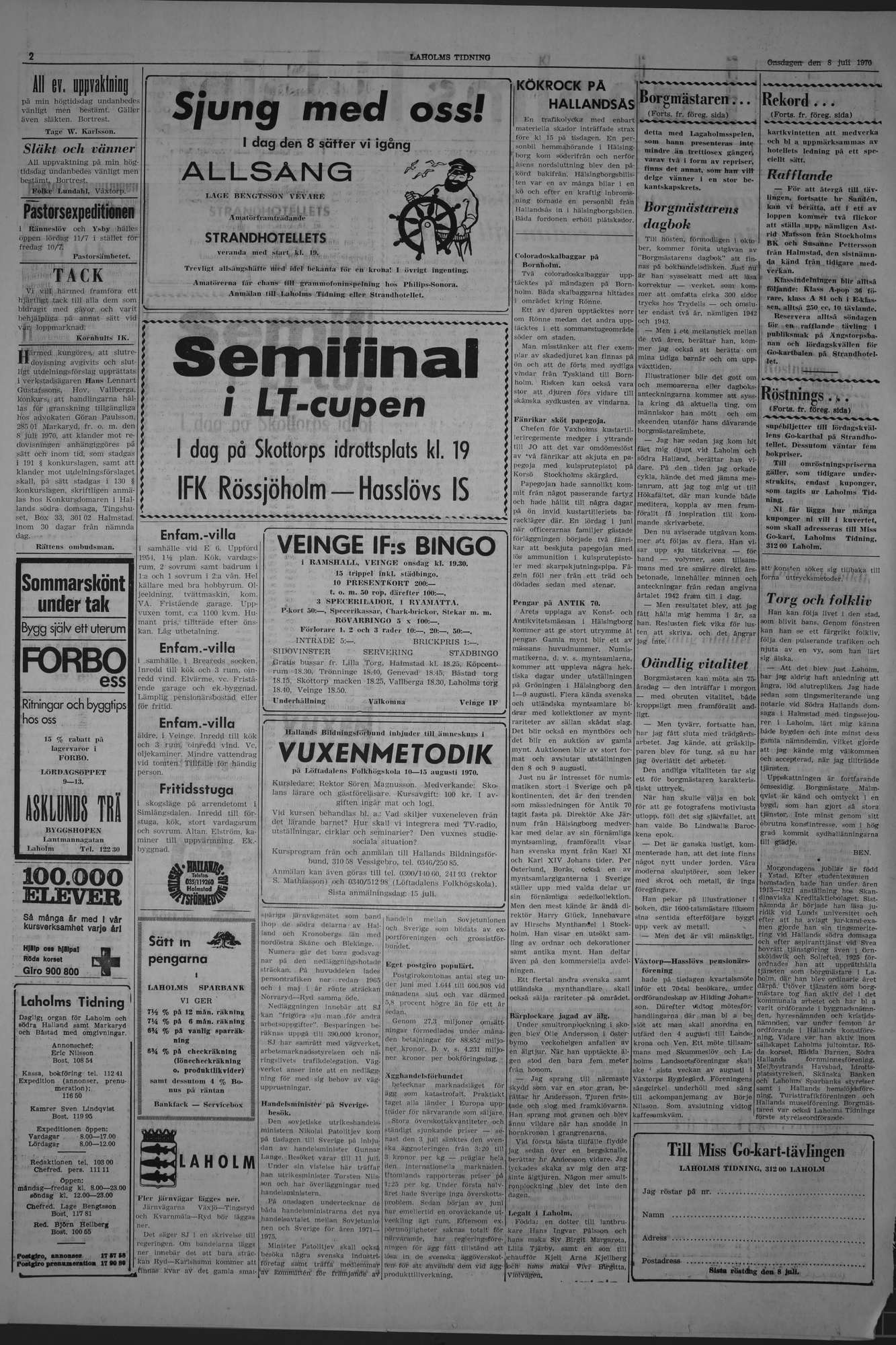 Laholms Tidning Onsdag 8 juli 1970, sida 2