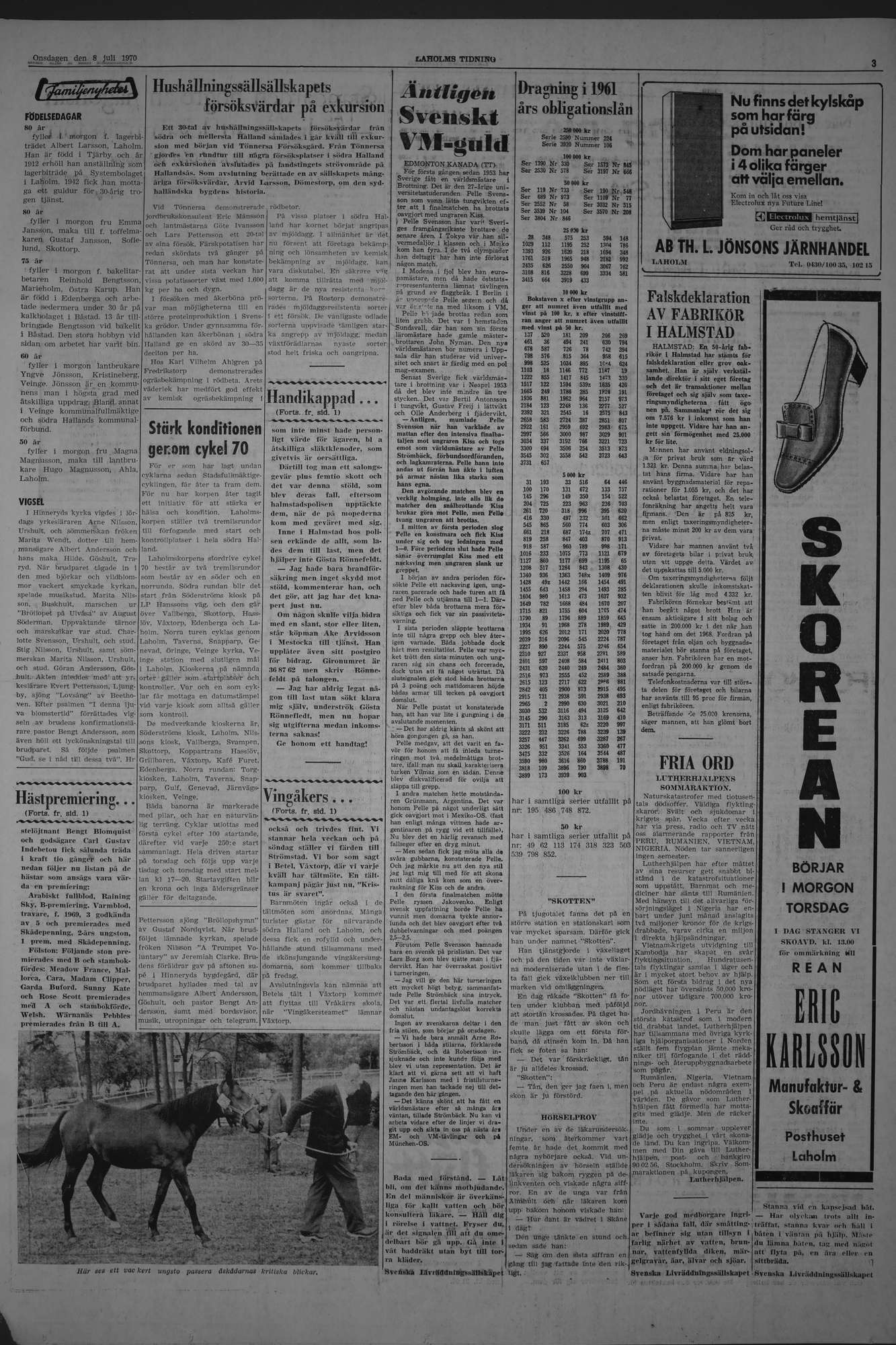 Laholms Tidning Onsdag 8 juli 1970, sida 3