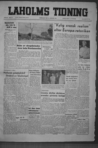 Förstasidan, Torsdag 25 augusti 1949