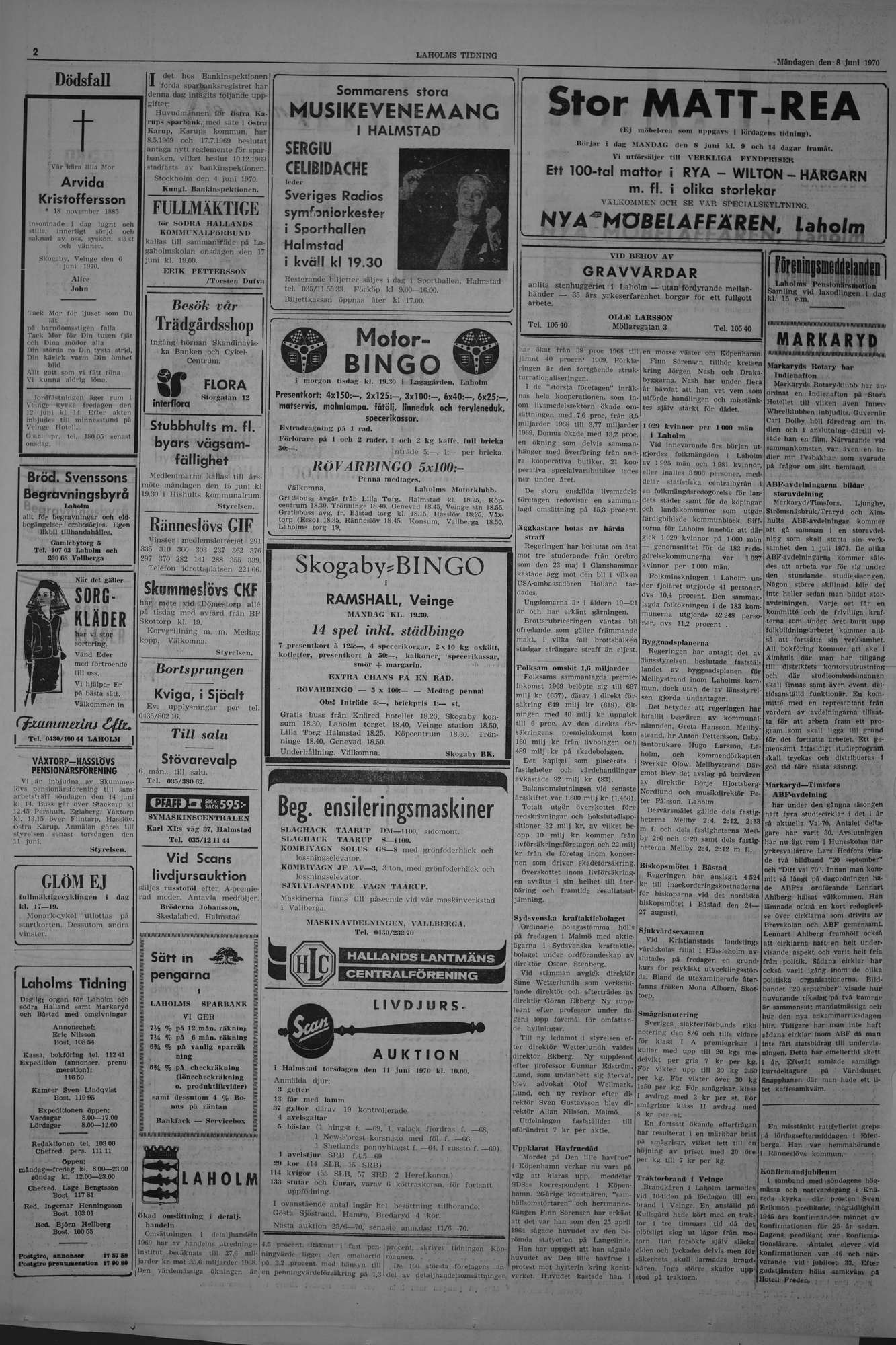 Laholms Tidning Måndag 8 juni 1970, sida 2