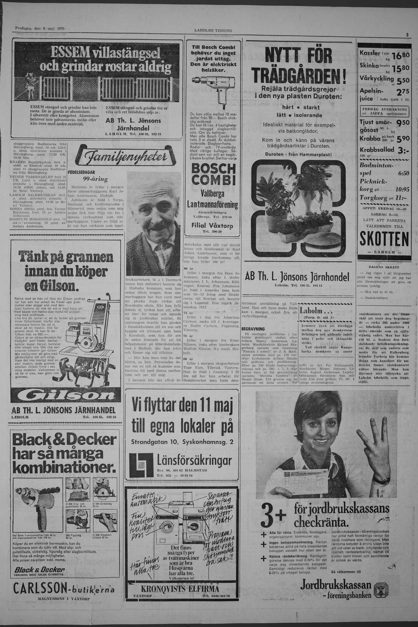 Laholms Tidning Fredag 8 maj 1970, sida 3