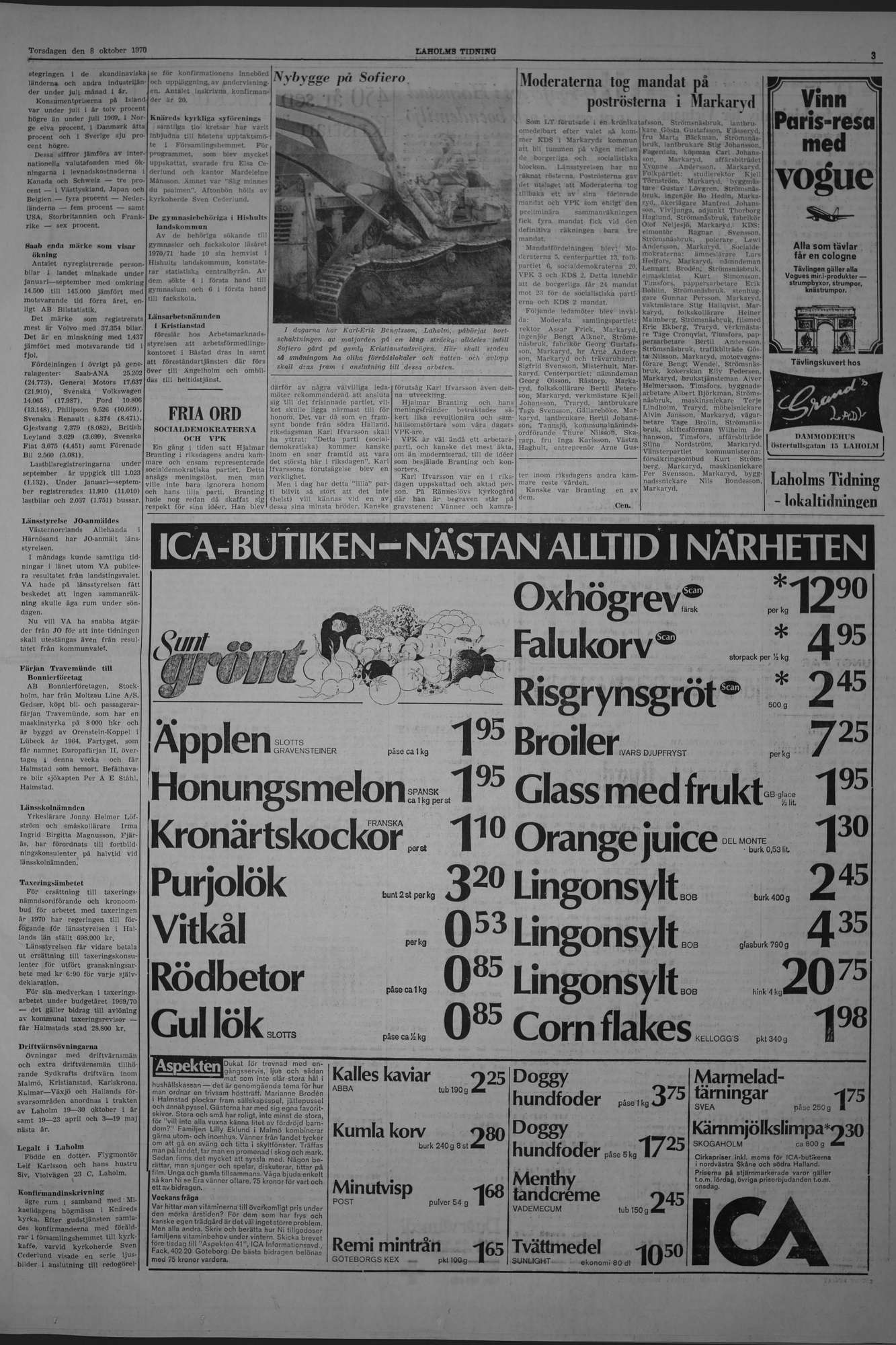 Laholms Tidning Torsdag 8 oktober 1970, sida 3