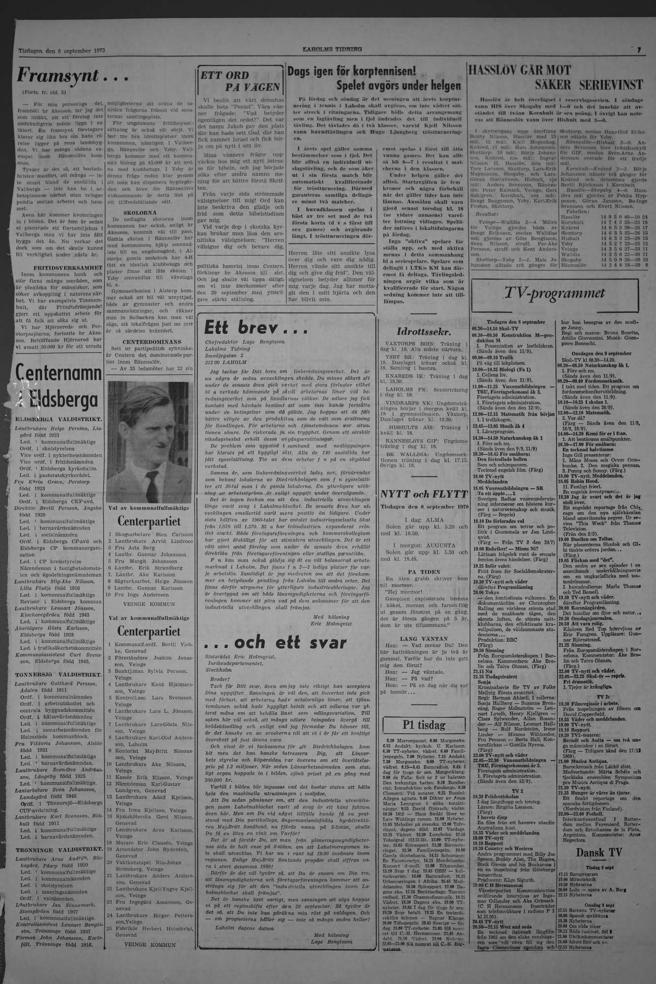Laholms Tidning Tisdag 8 september 1970, sida 7