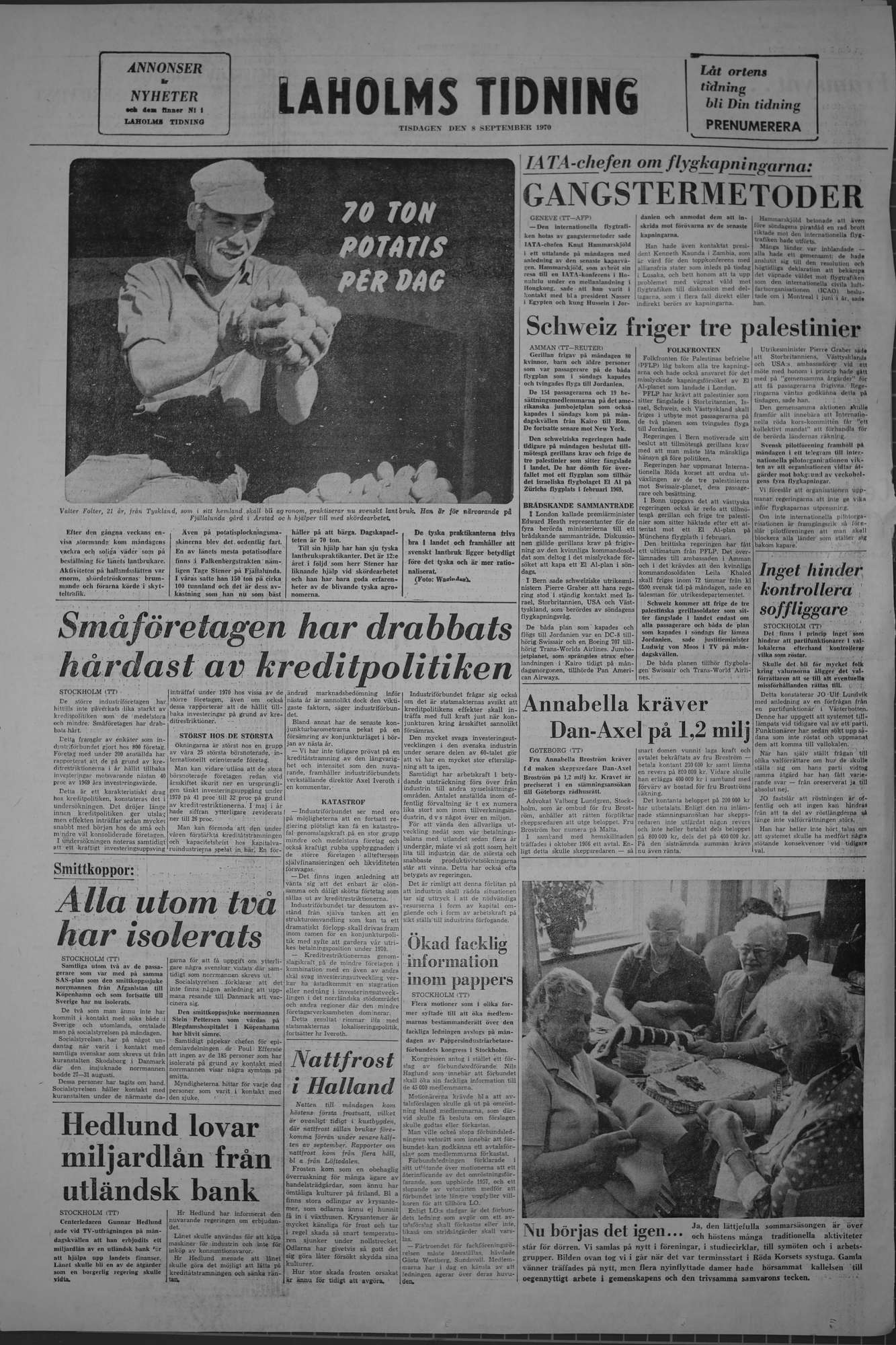 Laholms Tidning Tisdag 8 september 1970, sida 8