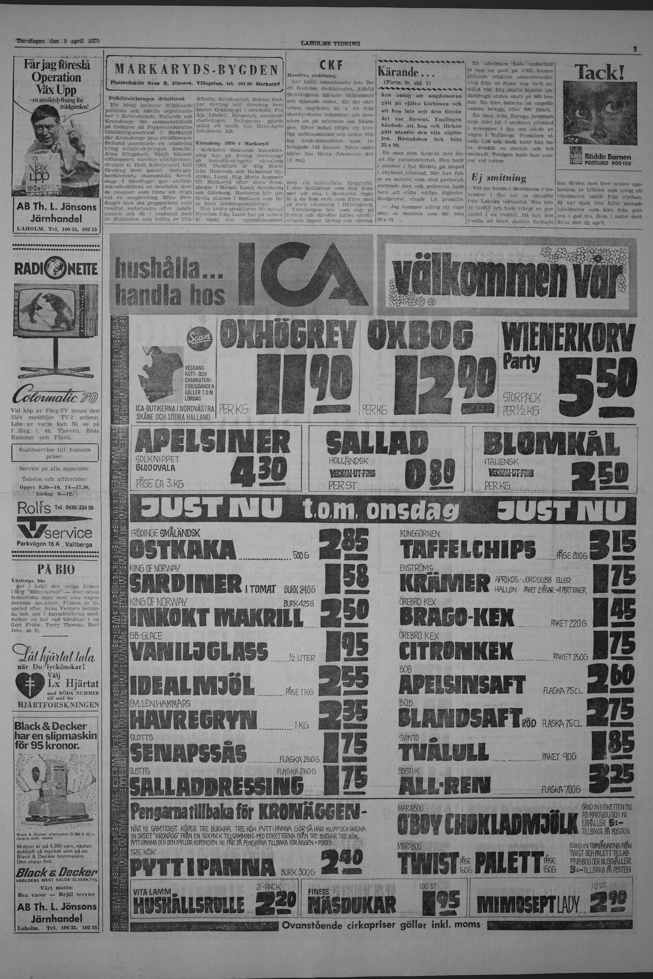 Laholms Tidning Torsdag 9 april 1970, sida 3