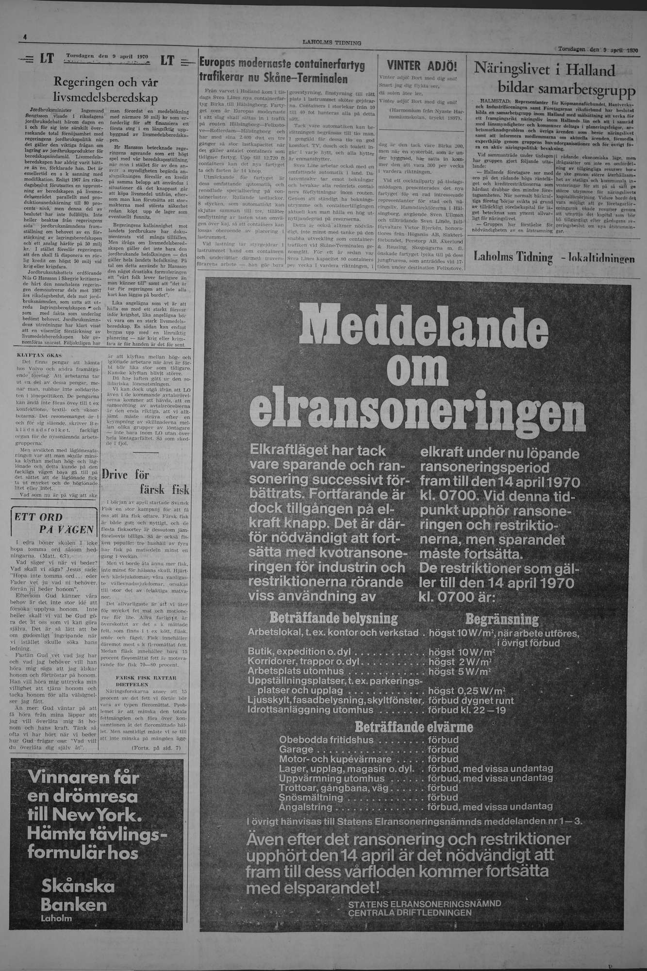 Laholms Tidning Torsdag 9 april 1970, sida 4