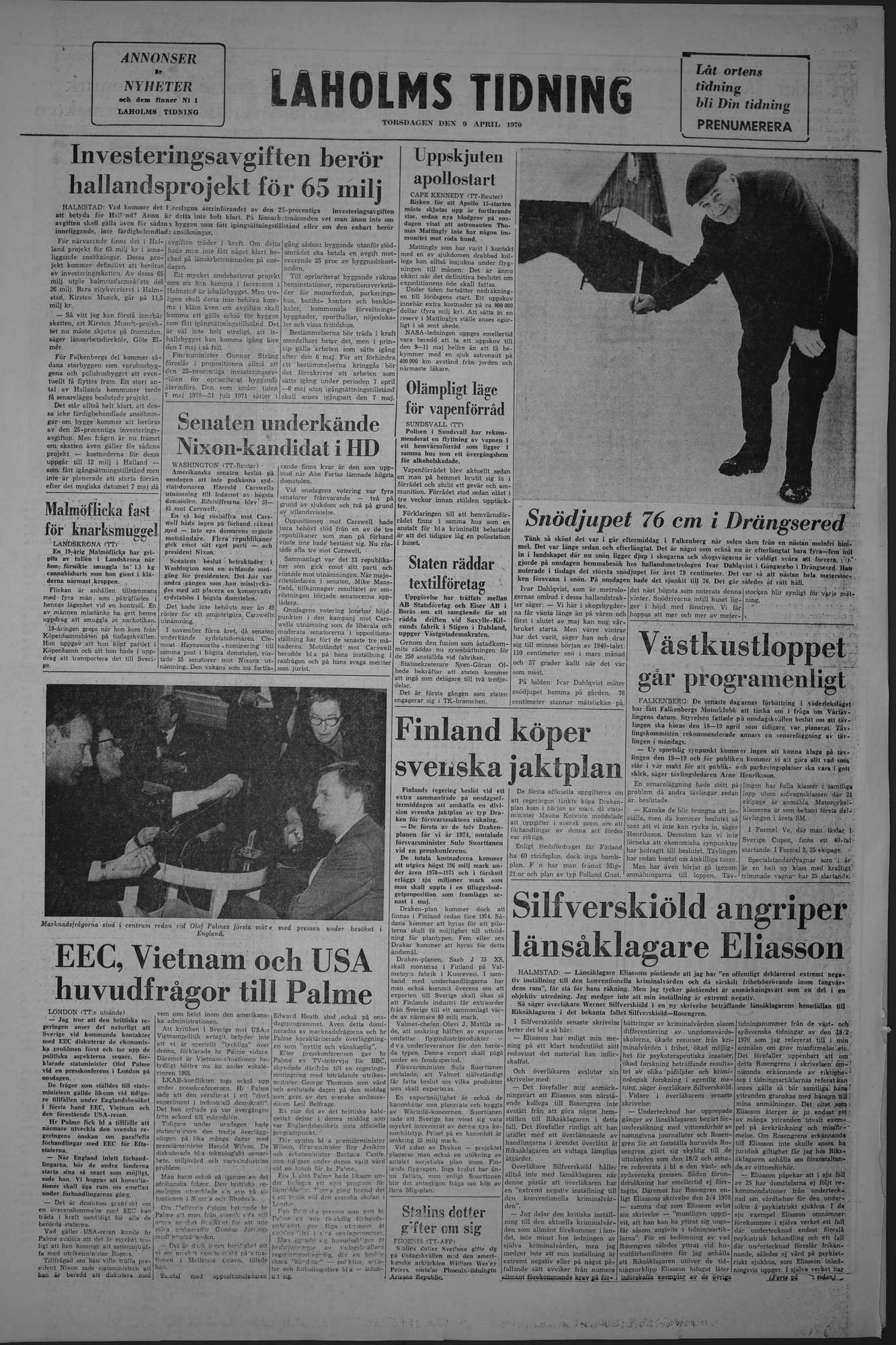 Laholms Tidning Torsdag 9 april 1970, sida 8