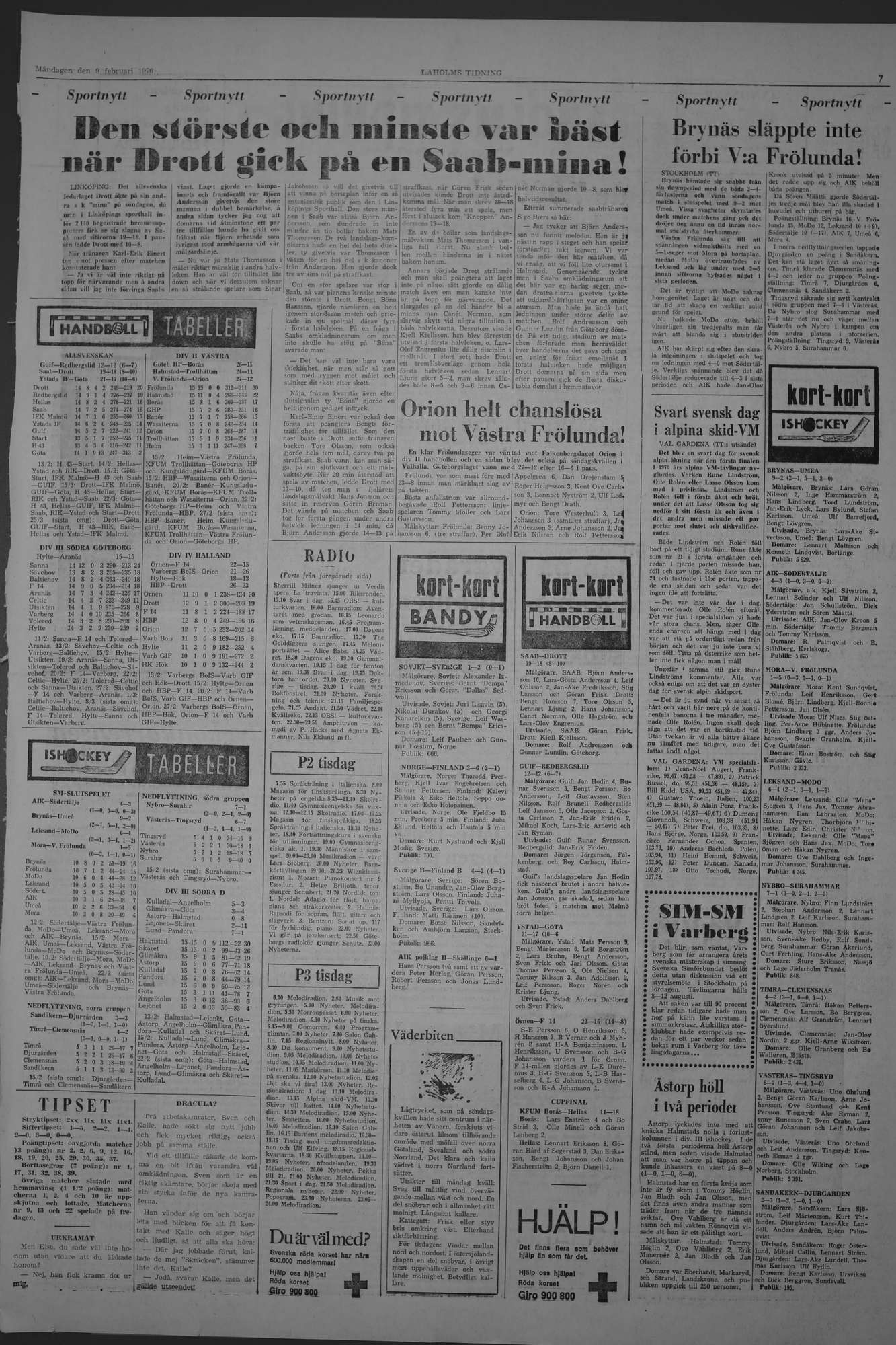 Laholms Tidning Måndag 9 februari 1970, sida 7