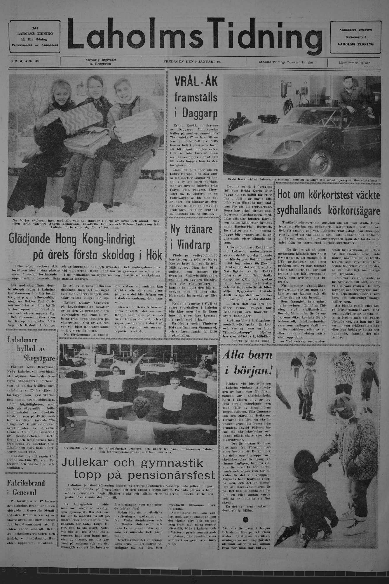 Laholms Tidning Fredag 9 januari 1970, sida 1