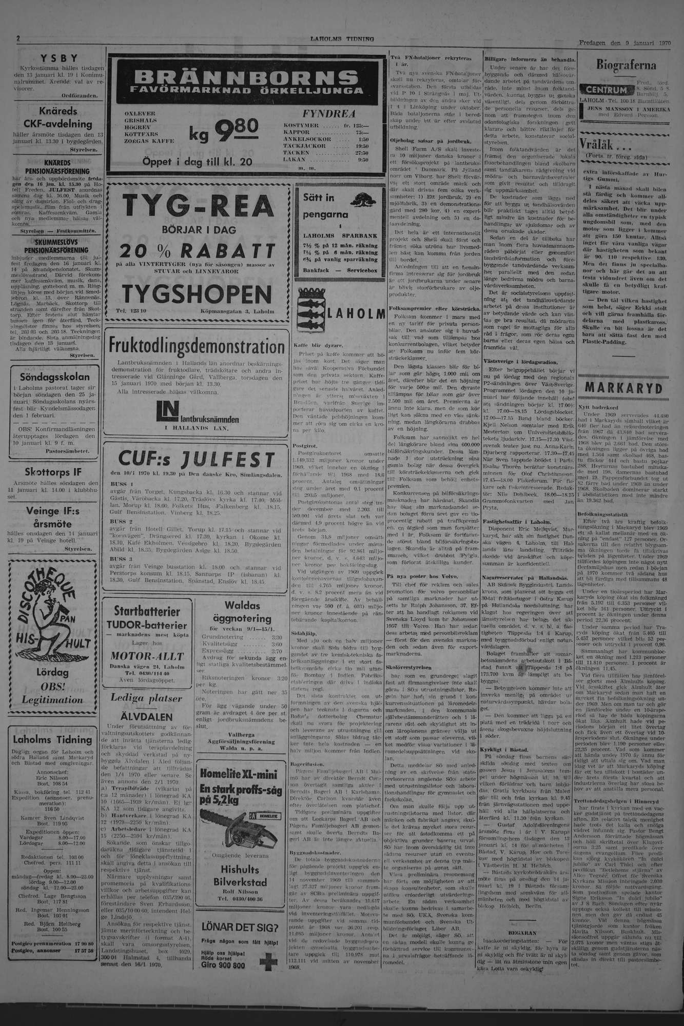 Laholms Tidning Fredag 9 januari 1970, sida 2