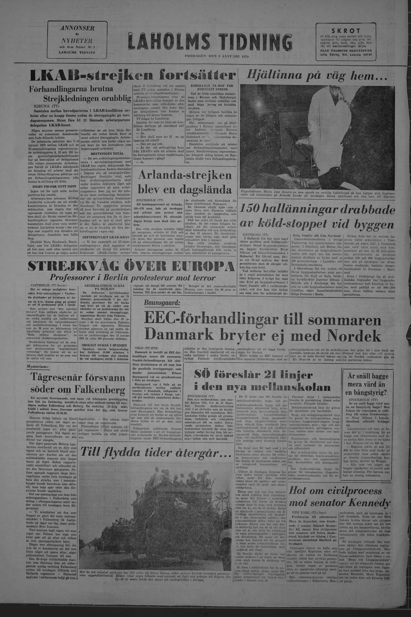 Laholms Tidning Fredag 9 januari 1970, sida 8