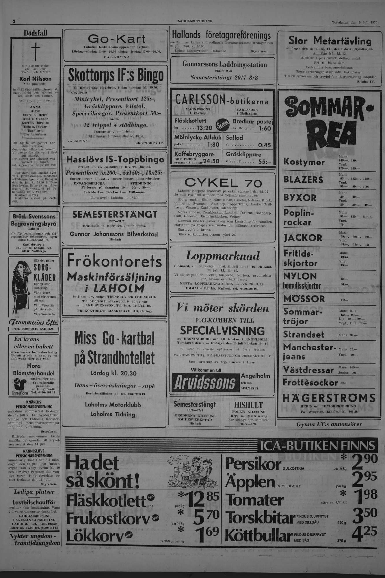 Laholms Tidning Torsdag 9 juli 1970, sida 2