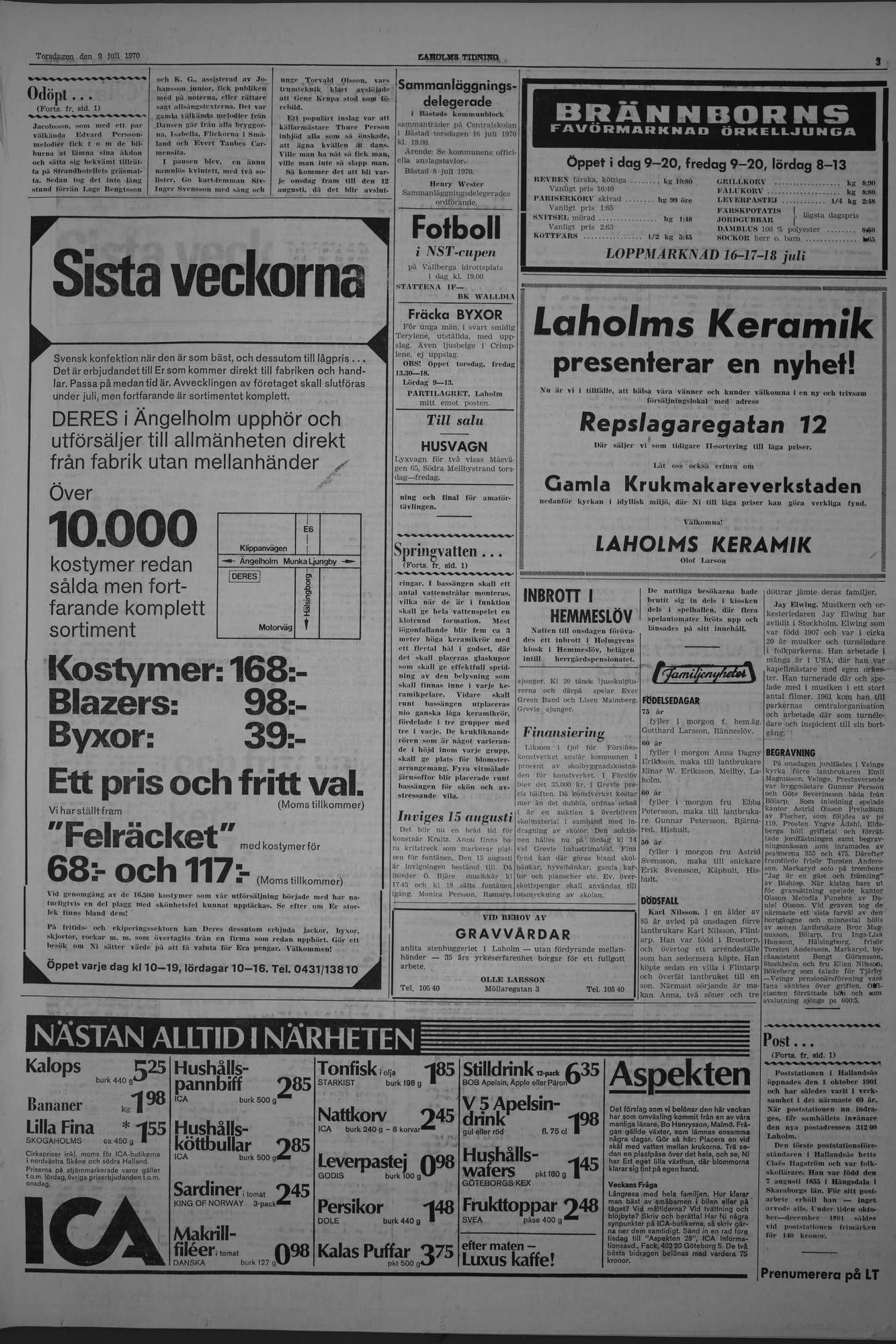Laholms Tidning Torsdag 9 juli 1970, sida 3