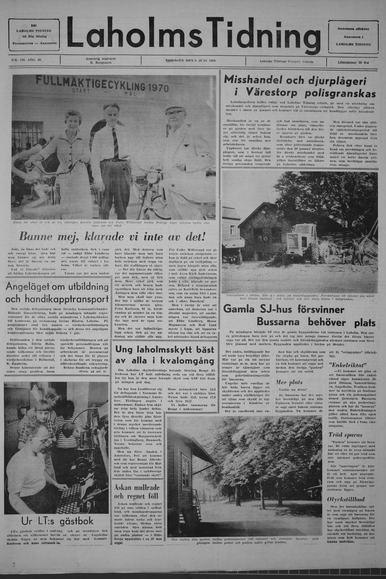 Laholms Tidning Tisdag 9 juni 1970, sida 1