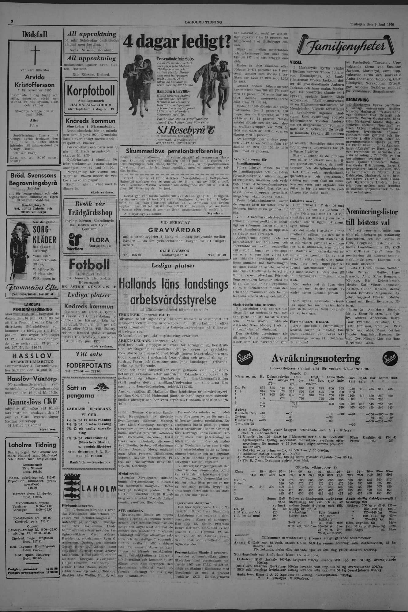 Laholms Tidning Tisdag 9 juni 1970, sida 2