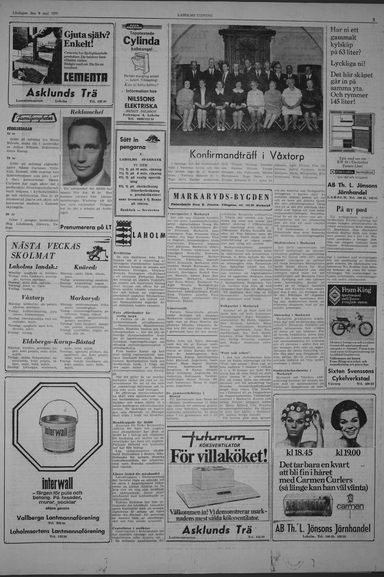 Laholms Tidning Lördag 9 maj 1970, sida 3