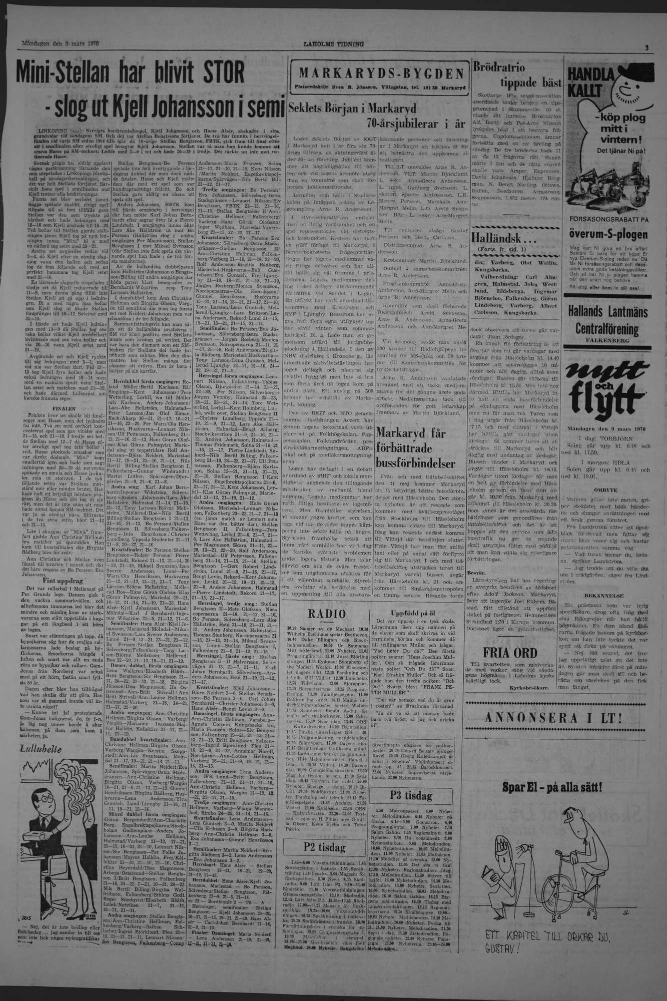 Laholms Tidning Måndag 9 mars 1970, sida 3