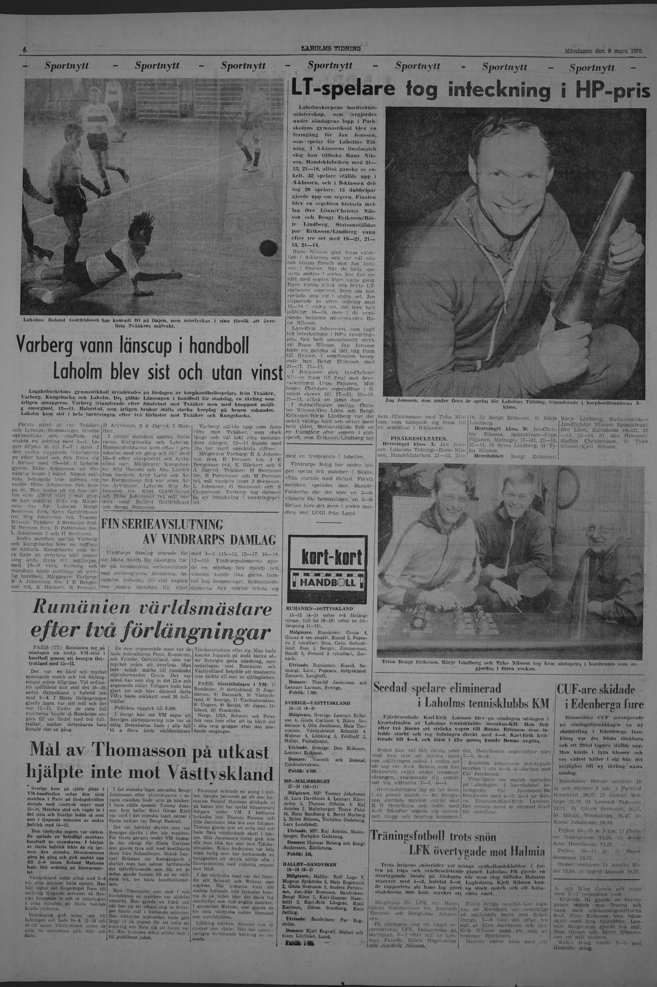 Laholms Tidning Måndag 9 mars 1970, sida 6