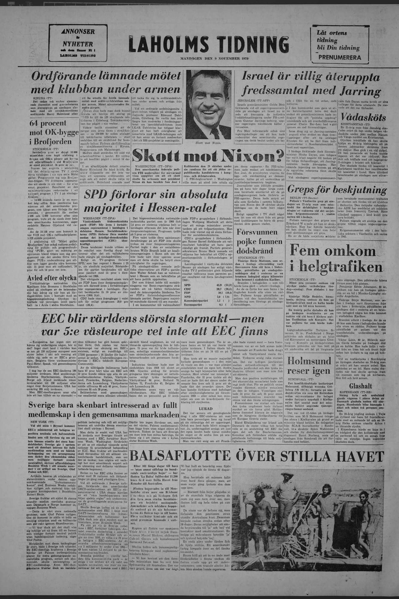 Laholms Tidning Måndag 9 november 1970, sida 8