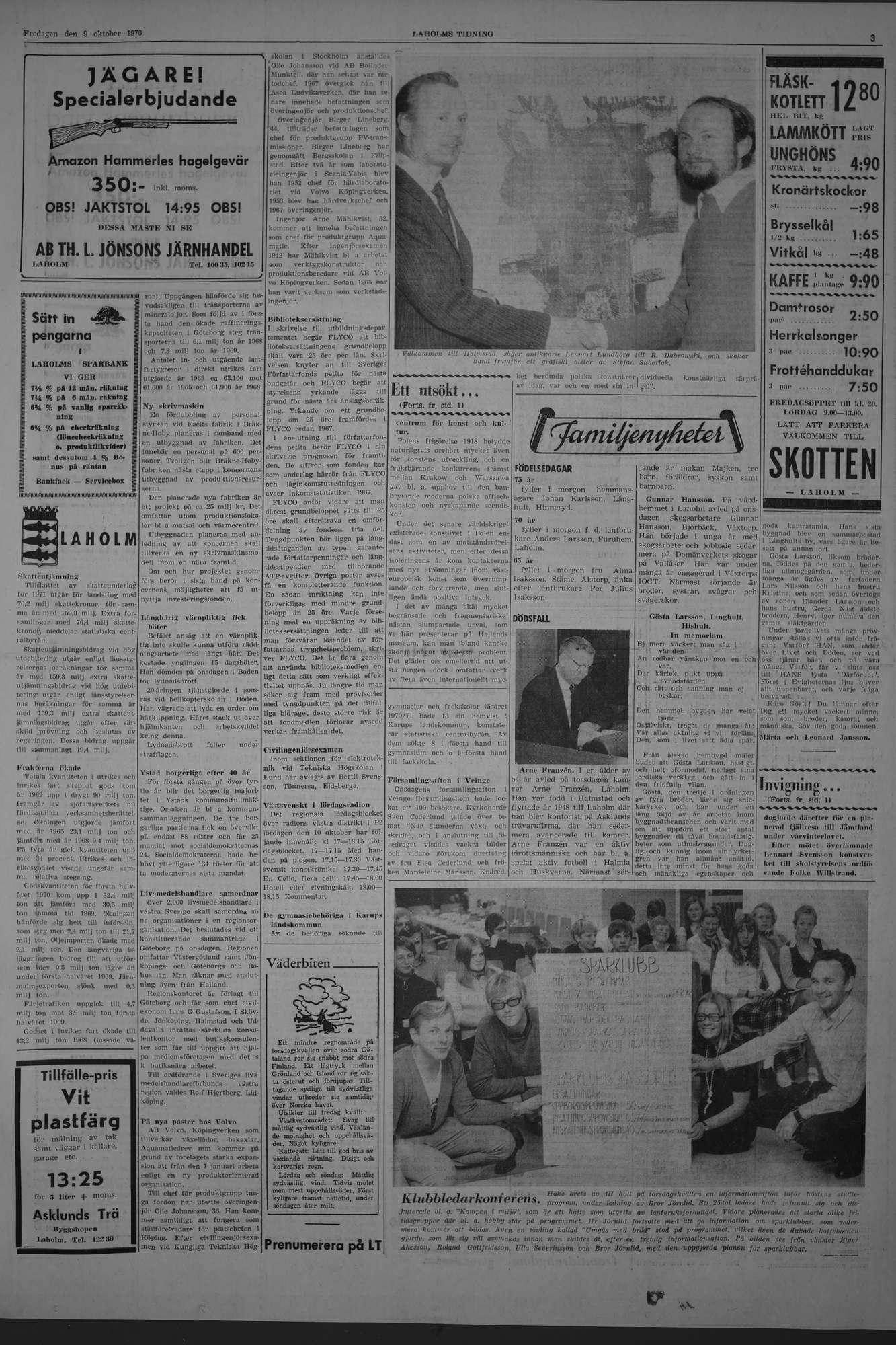 Laholms Tidning Fredag 9 oktober 1970, sida 3