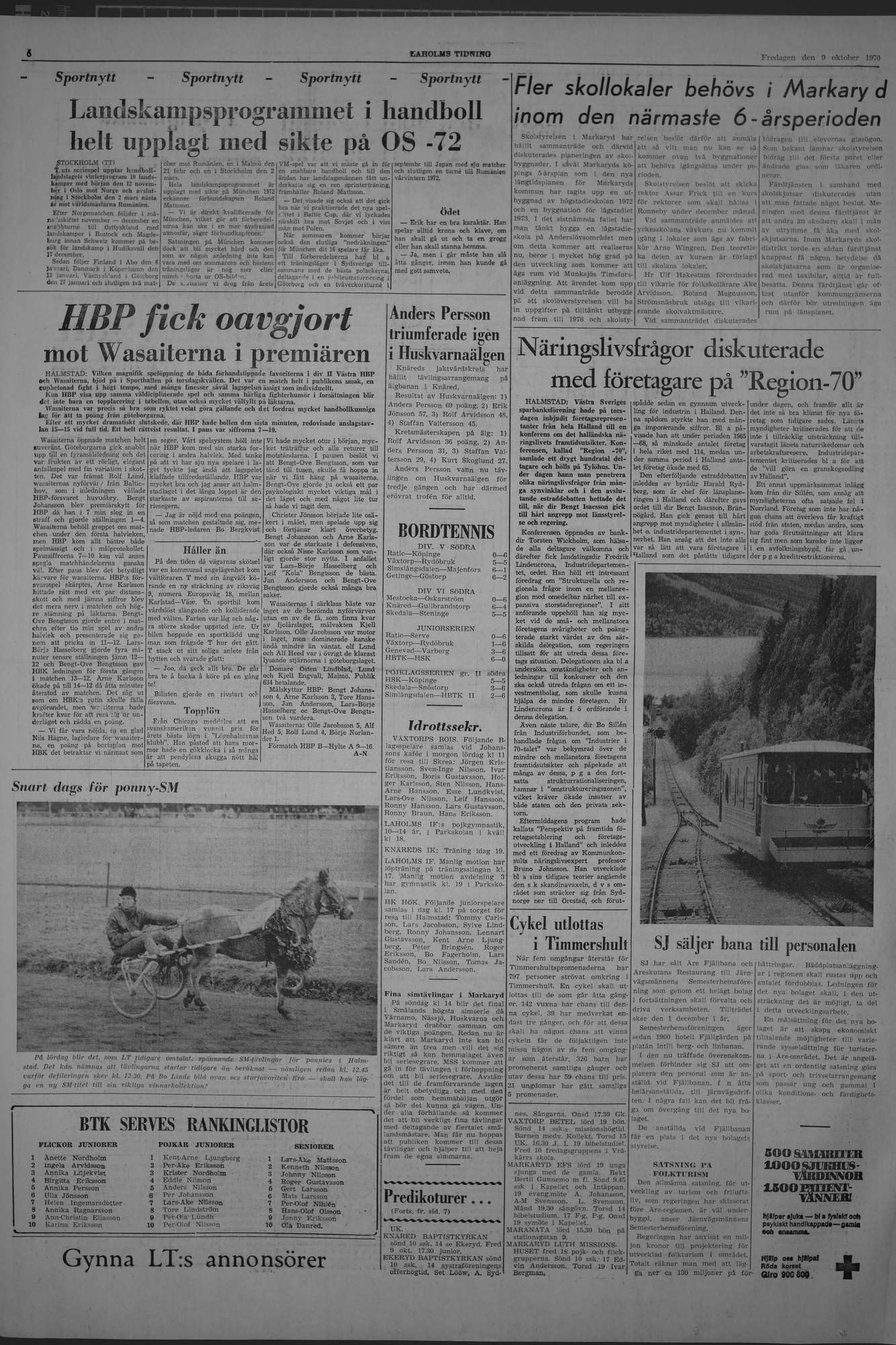 Laholms Tidning Fredag 9 oktober 1970, sida 6