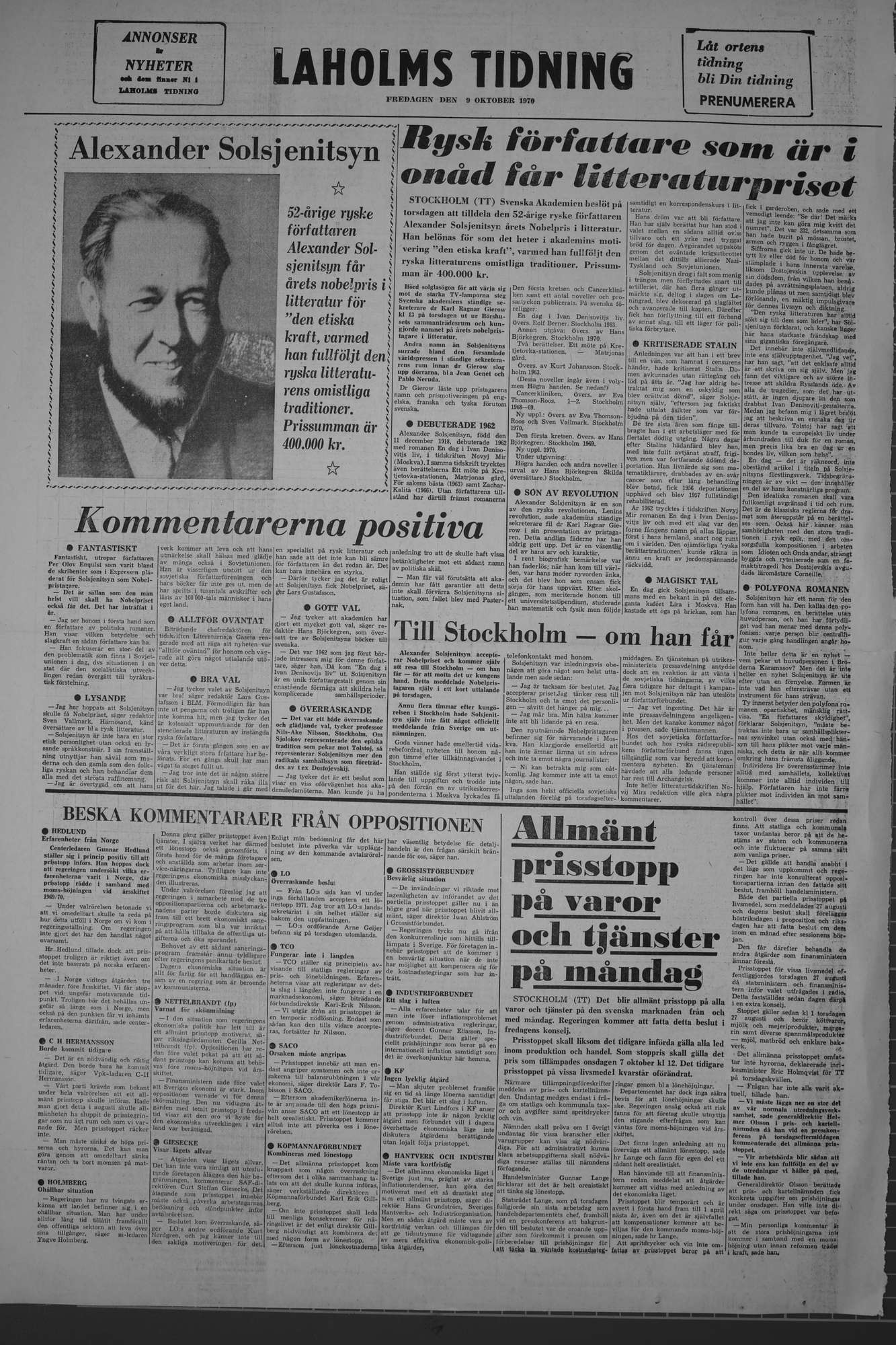 Laholms Tidning Fredag 9 oktober 1970, sida 8