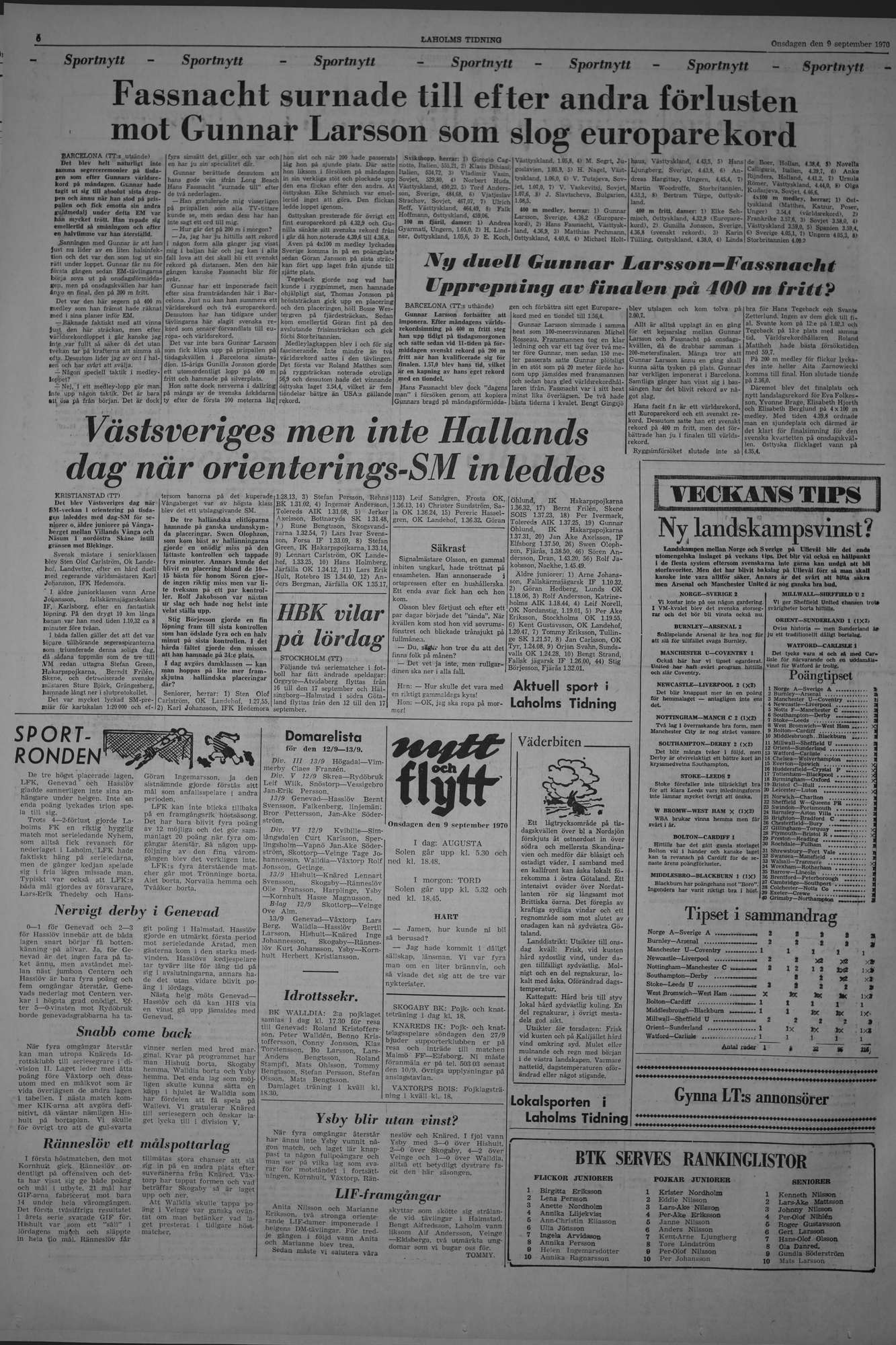 Laholms Tidning Onsdag 9 september 1970, sida 6