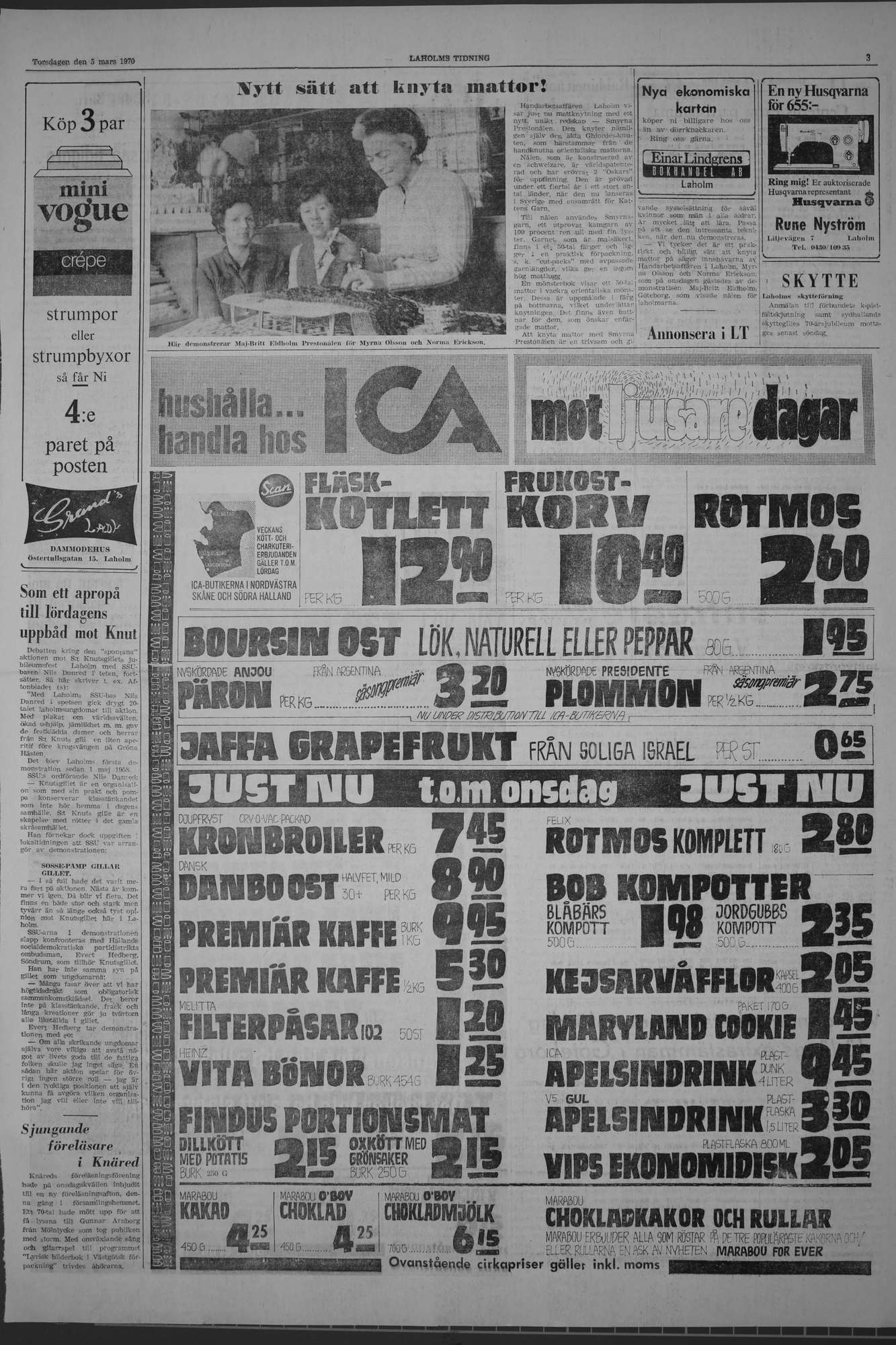 Laholms Tidning Torsdag 5 mars 1970, sida 3