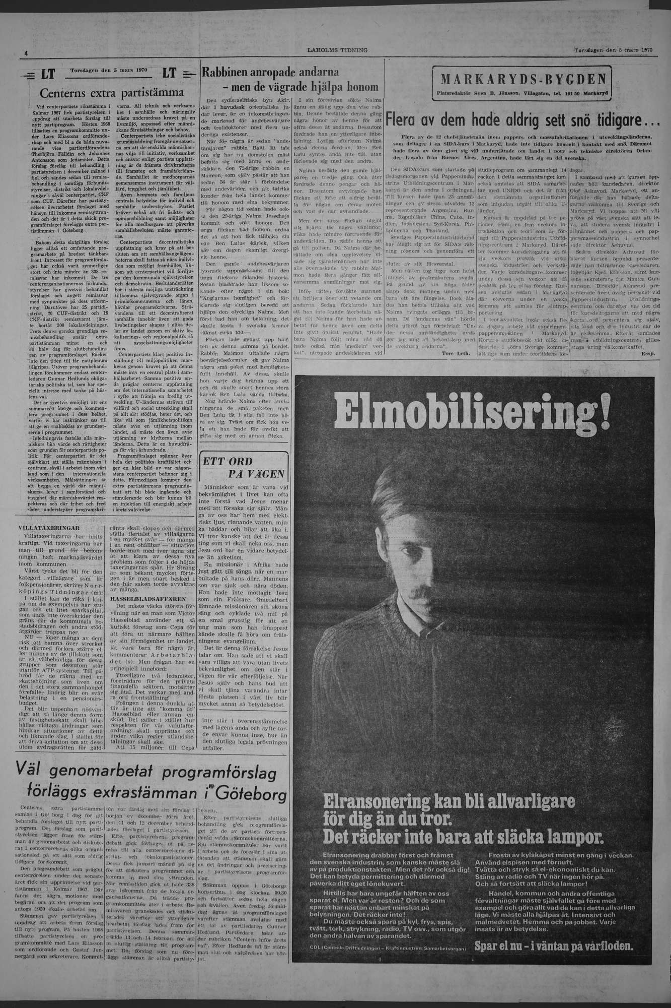 Laholms Tidning Torsdag 5 mars 1970, sida 4