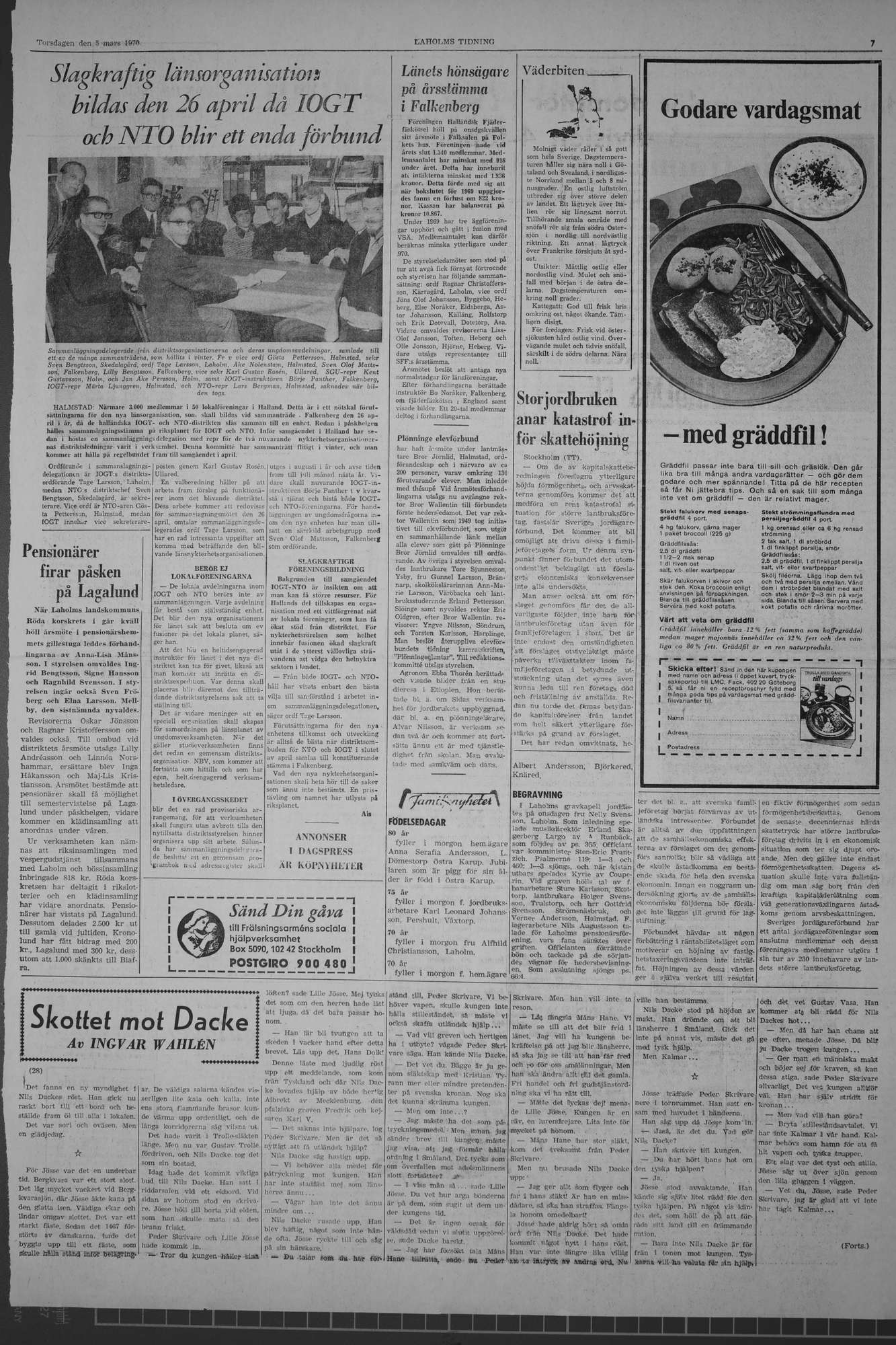 Laholms Tidning Torsdag 5 mars 1970, sida 7