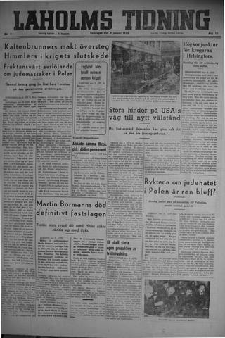 Förstasidan, Torsdag 3 januari 1946