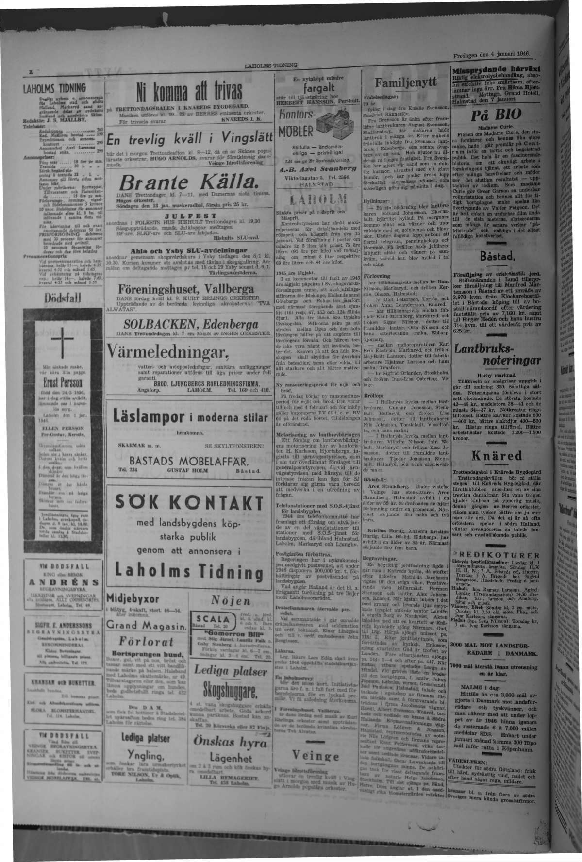 Laholms Tidning Fredag 4 januari 1946, sida 2