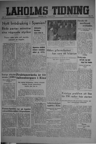 Förstasidan, Måndag 7 januari 1946