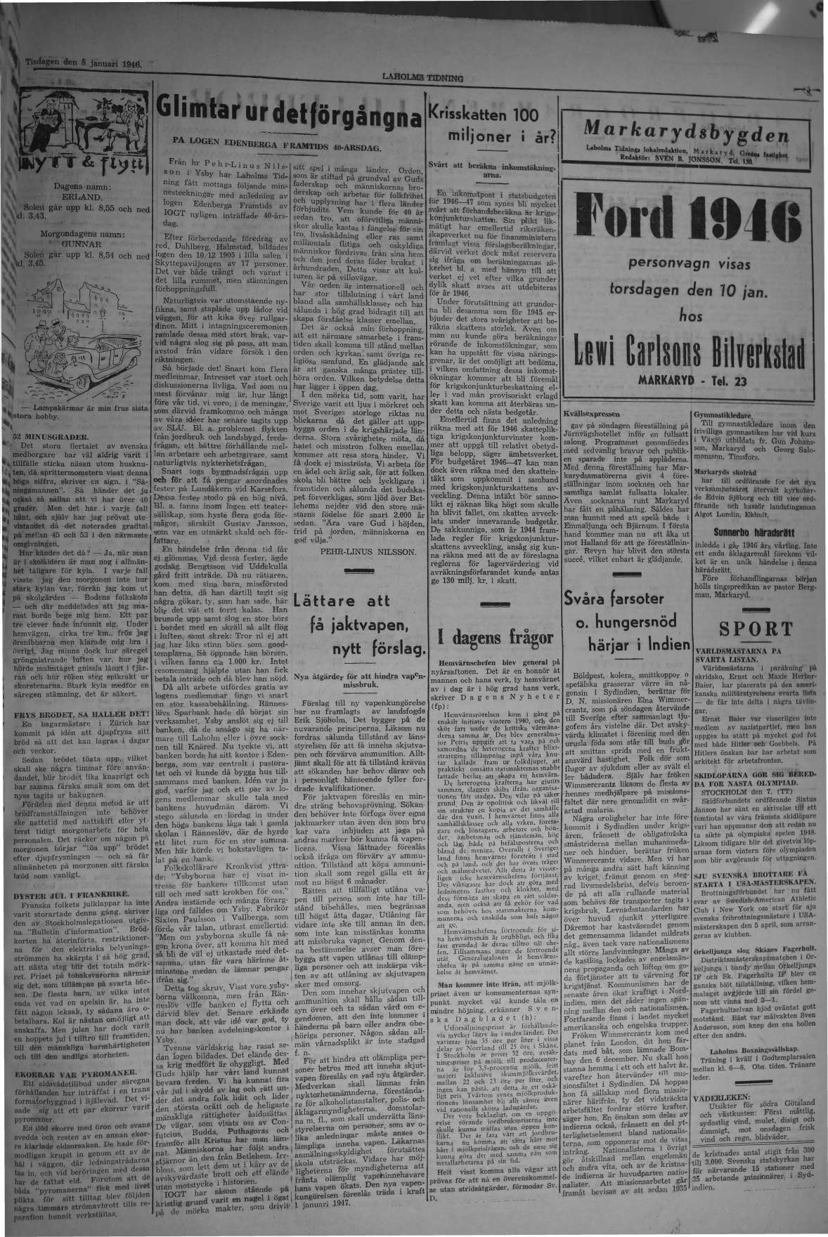Laholms Tidning Tisdag 8 januari 1946, sida 5