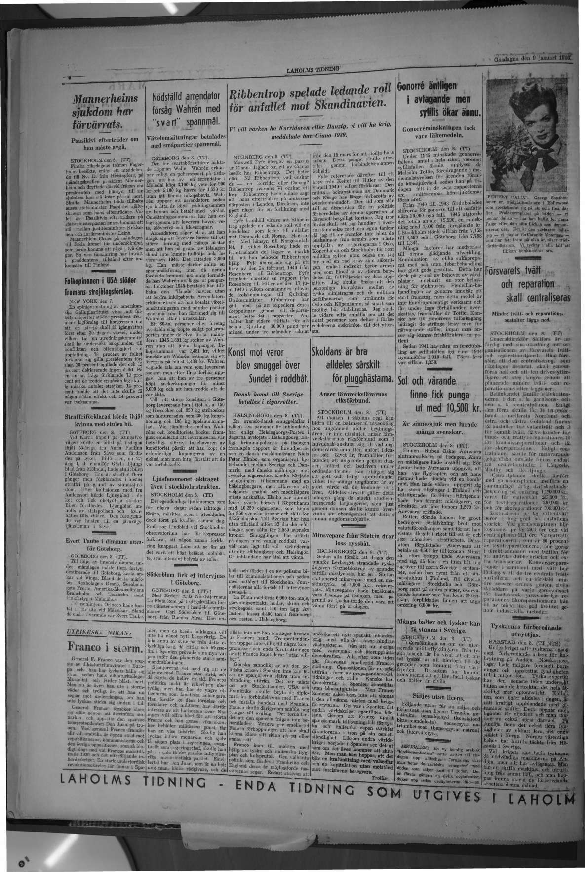 Laholms Tidning Onsdag 9 januari 1946, sida 4