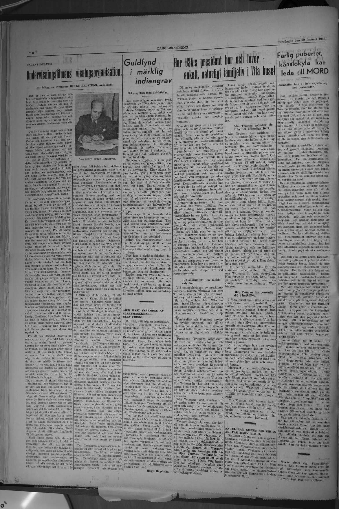 Laholms Tidning Torsdag 10 januari 1946, sida 6