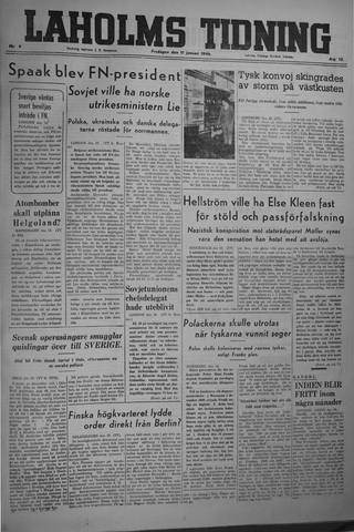 Förstasidan, Fredag 11 januari 1946