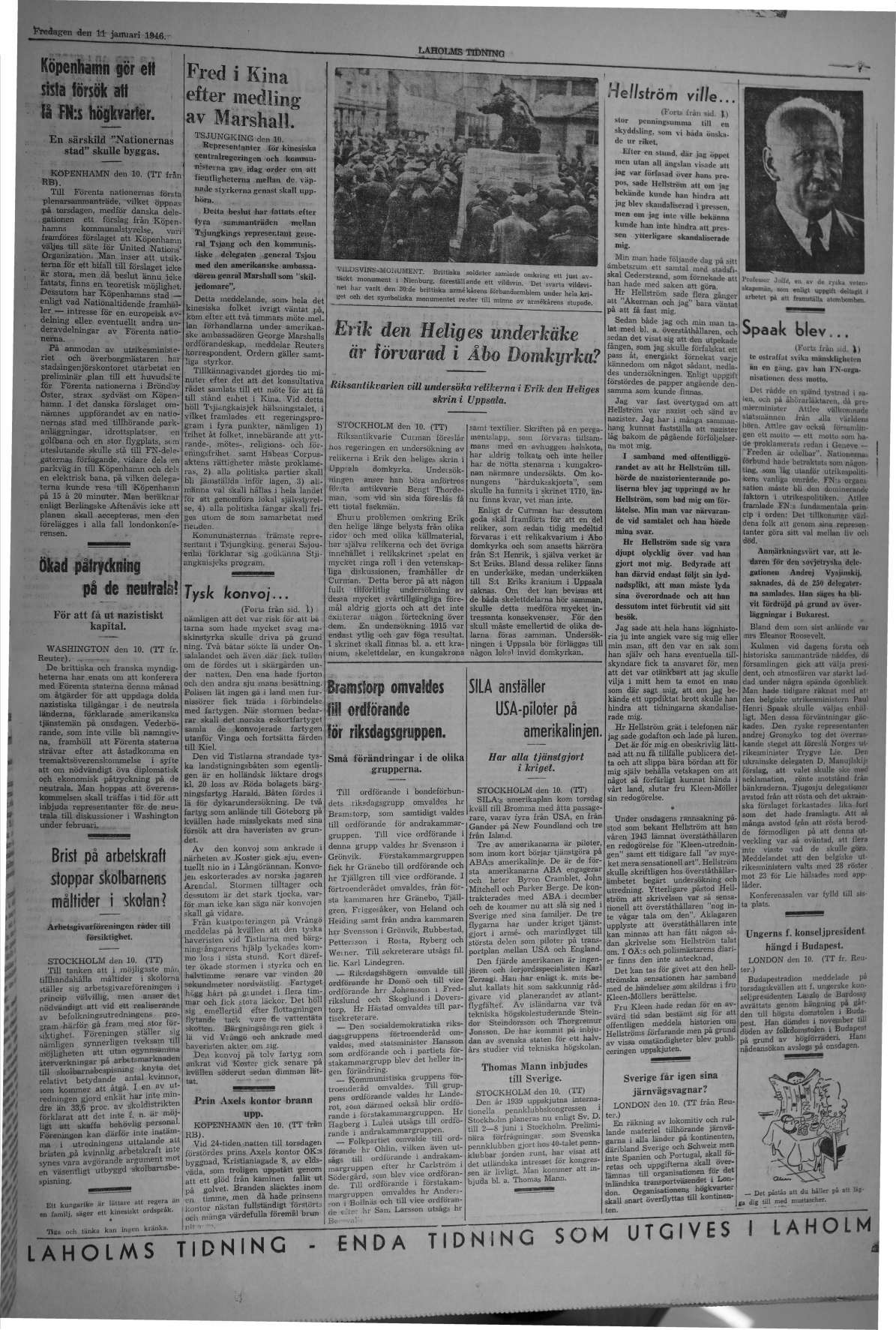 Laholms Tidning Fredag 11 januari 1946, sida 6