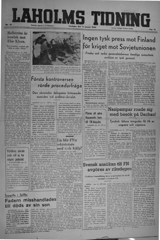 Förstasidan, Lördag 12 januari 1946