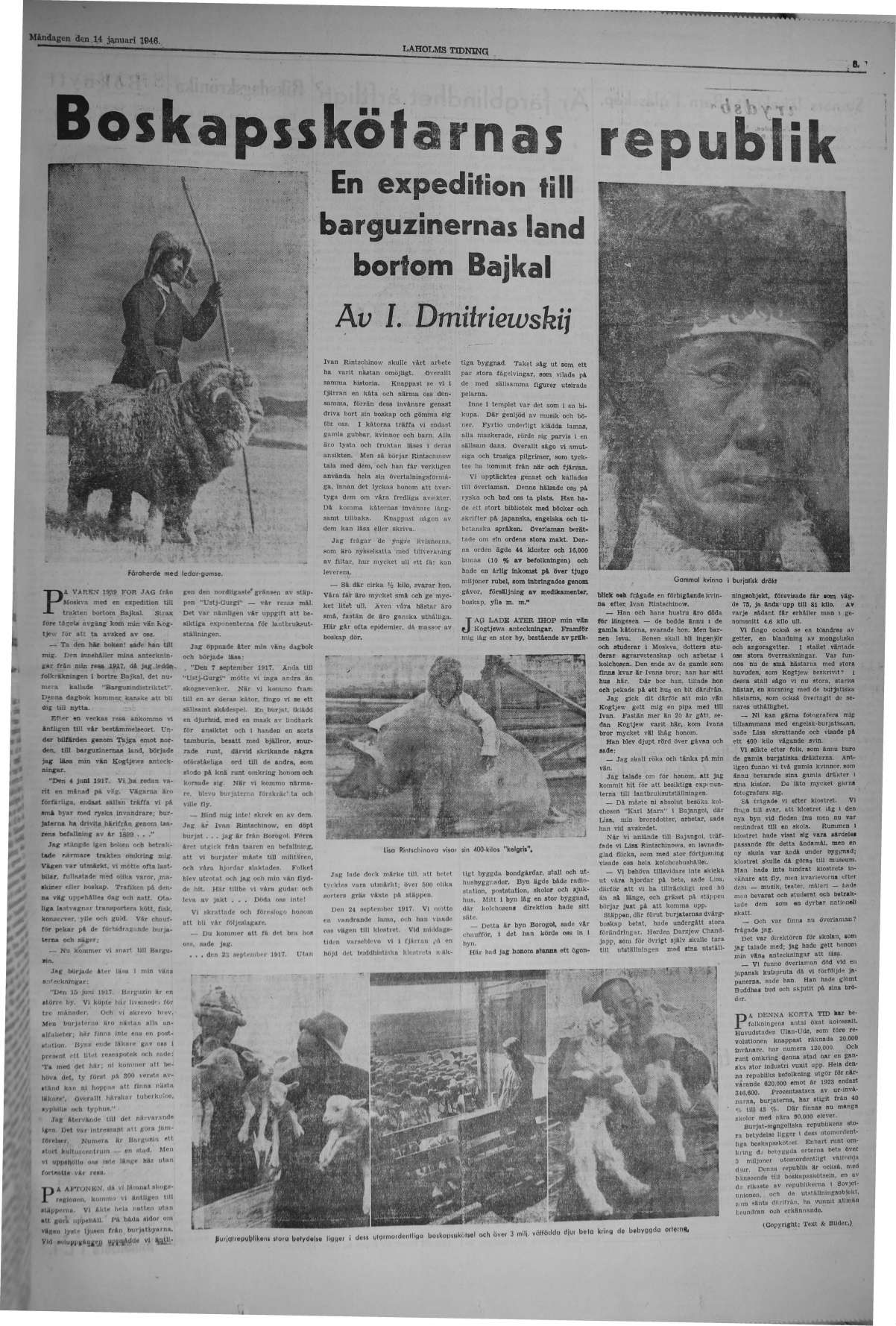 Laholms Tidning Måndag 14 januari 1946, sida 5