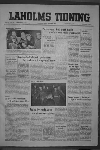 Förstasidan, Fredag 25 november 1949