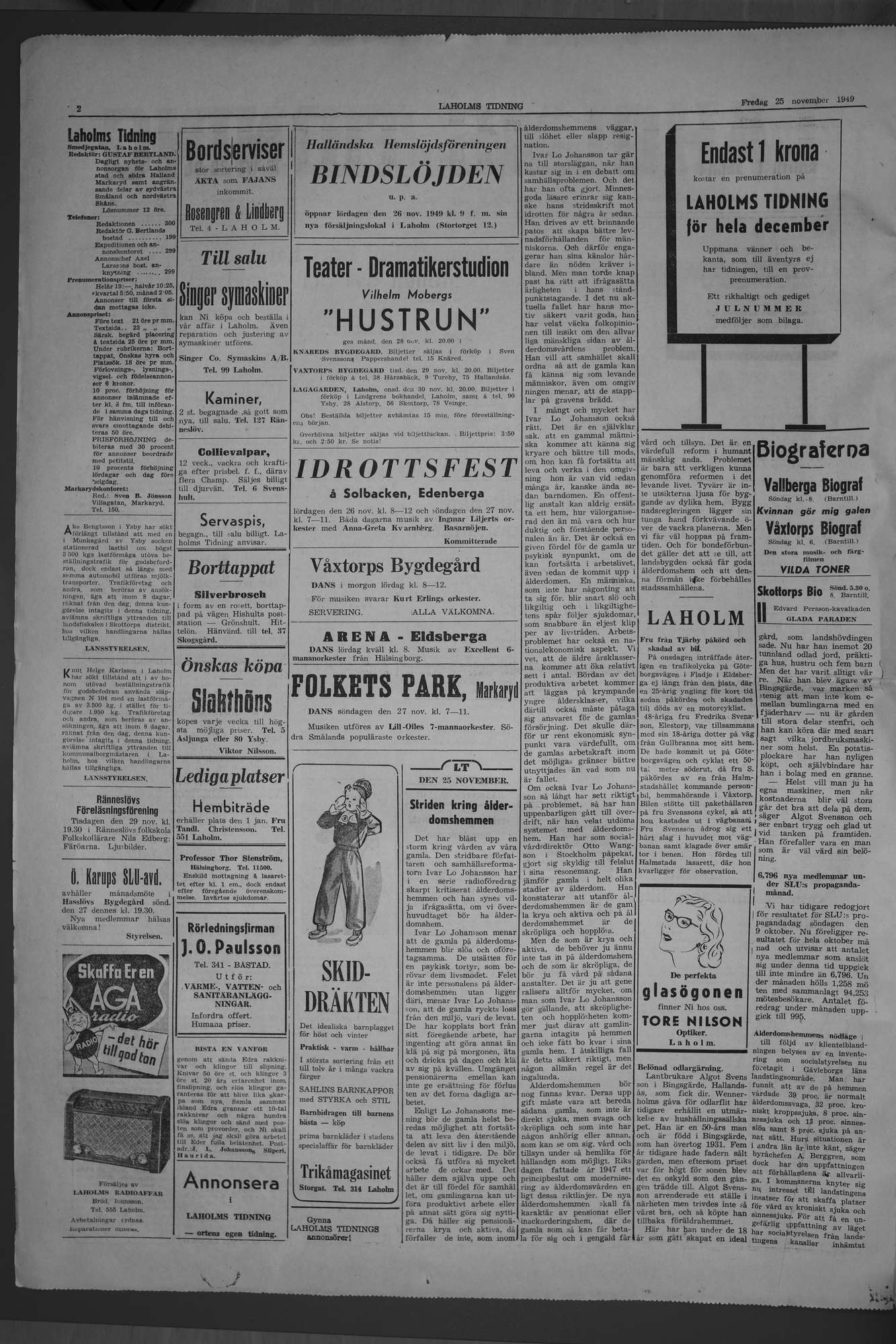 Laholms Tidning Fredag 25 november 1949, sida 2
