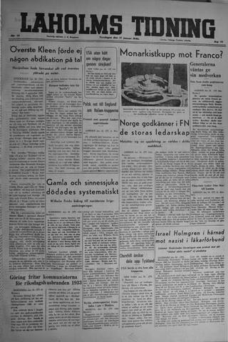 Förstasidan, Torsdag 17 januari 1946