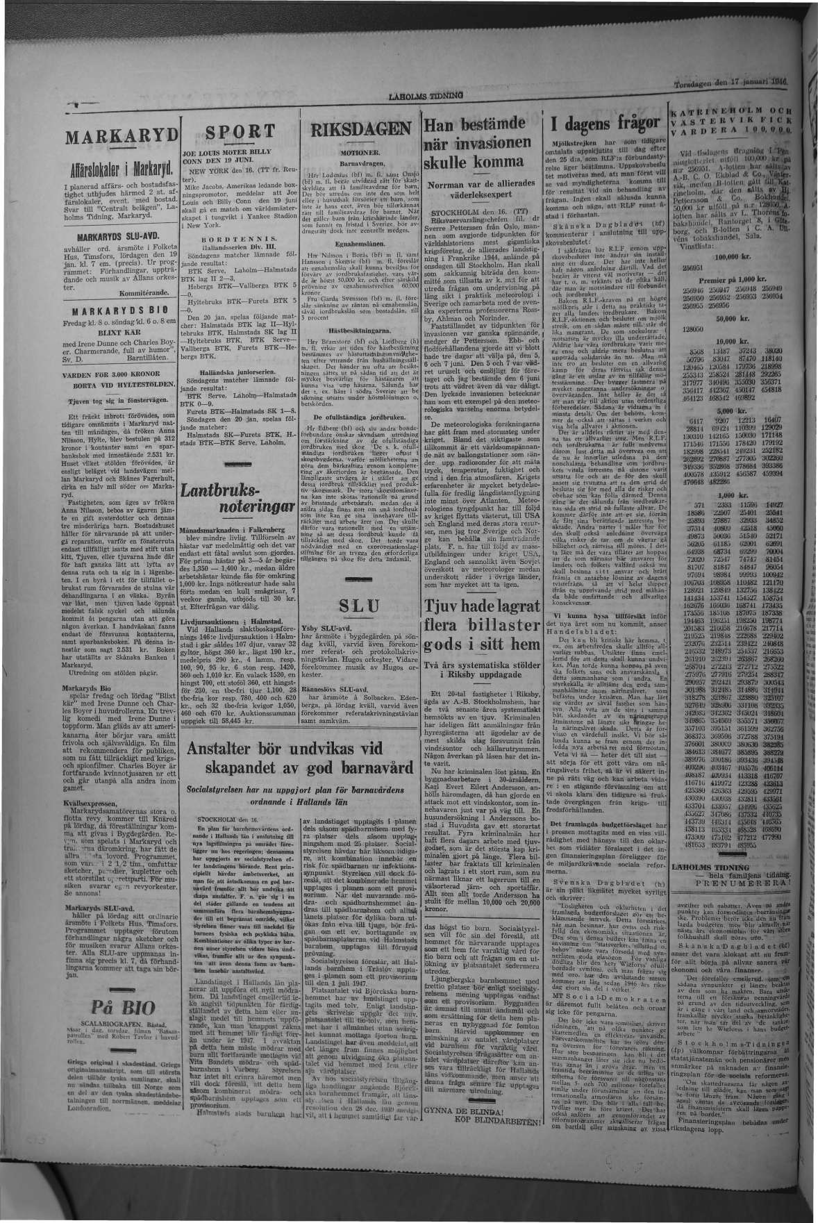 Laholms Tidning Torsdag 17 januari 1946, sida 4