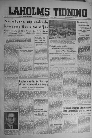 Förstasidan, Fredag 18 januari 1946
