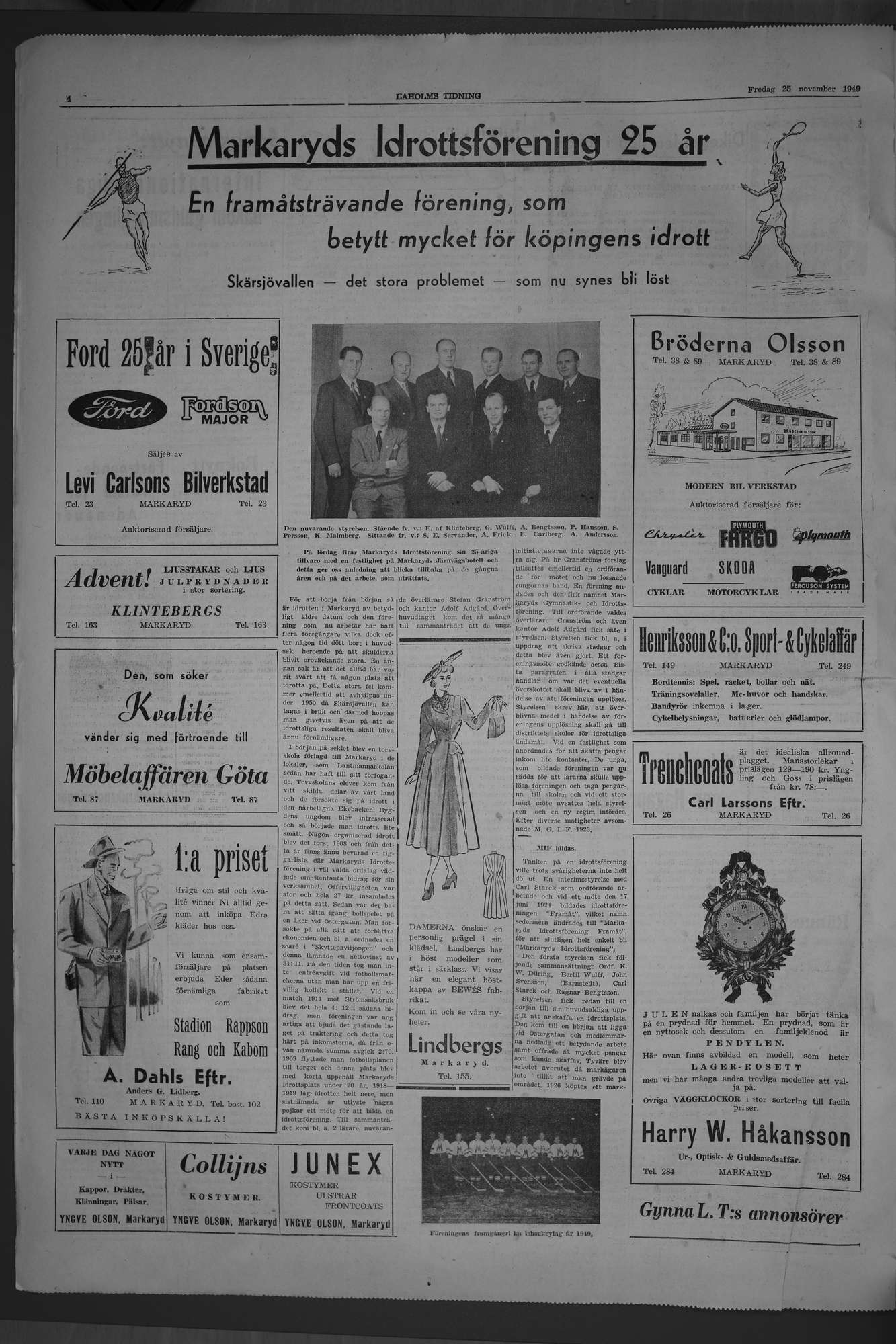 Laholms Tidning Fredag 25 november 1949, sida 4