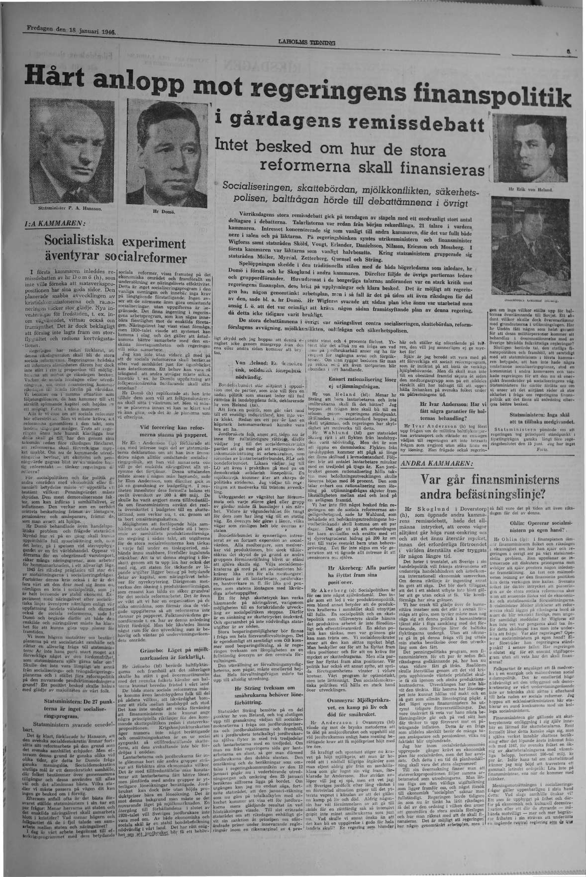 Laholms Tidning Fredag 18 januari 1946, sida 5