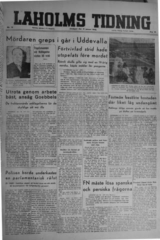 Förstasidan, Lördag 19 januari 1946