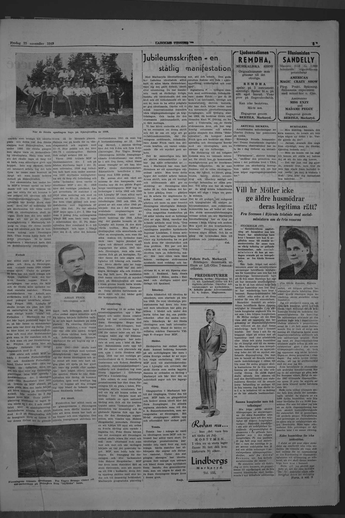 Laholms Tidning Fredag 25 november 1949, sida 5