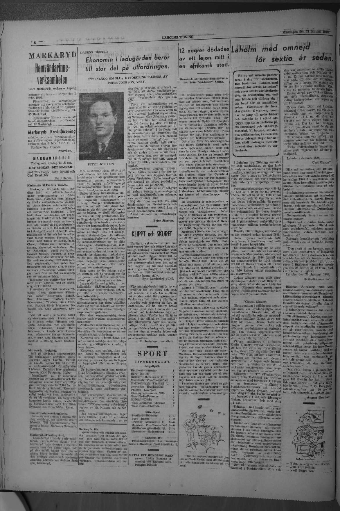 Laholms Tidning Måndag 21 januari 1946, sida 4